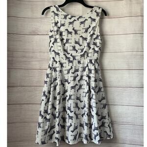 LA Soul White Sleeveless Dress with Navy Blue Zebras Short A-Line Size Small